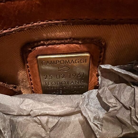 Campomaggi x Free People Salvatore Shearling Trim Leather Shoulder Bag in Cognac - Picture 13 of 15